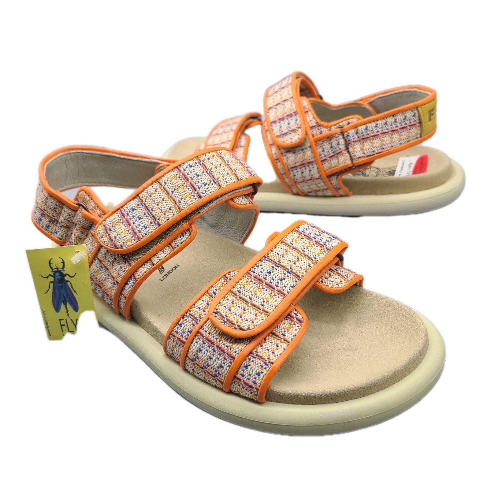 Fly London Women Paav 228fly Flat Sandals Adjustable Straps Sz 8-8.5/ 39 New